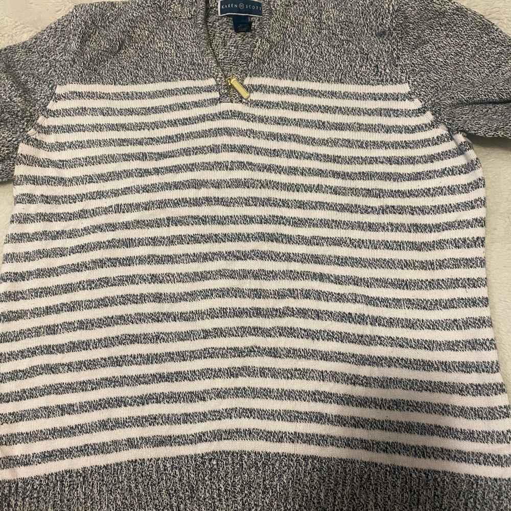Karen Scott V-Neck Sweater in Black and White